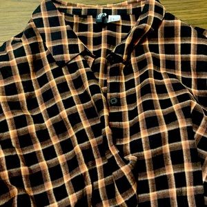 Brown and black plaid sweater/jacket